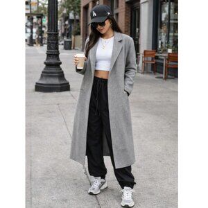 Topshop Gray Long Wool Blend Coat